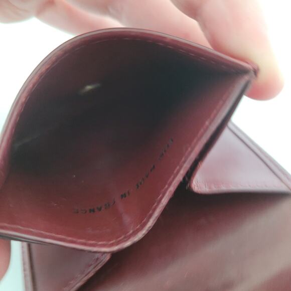 Cartier Mini Coin Case Holder Wallet Patent Leather Small Red Burgundy Bordeaux - Picture 5 of 10